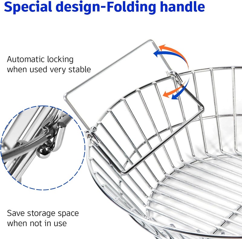 foedo Charcoal Basket, Stainless Steel Grill Ash Basket Fits for Big Green Egg Large/Kamado Joe Classic, Durable Folding Handle - Image 2